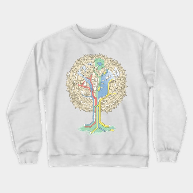 The Big Apple Tree Crewneck Sweatshirt by Queenmob